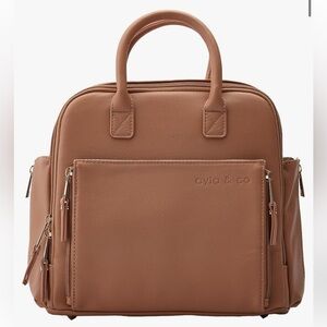 Tan Camel Brown Convertible Backpack Crossbody Shoulder Bag Multiple Pockets